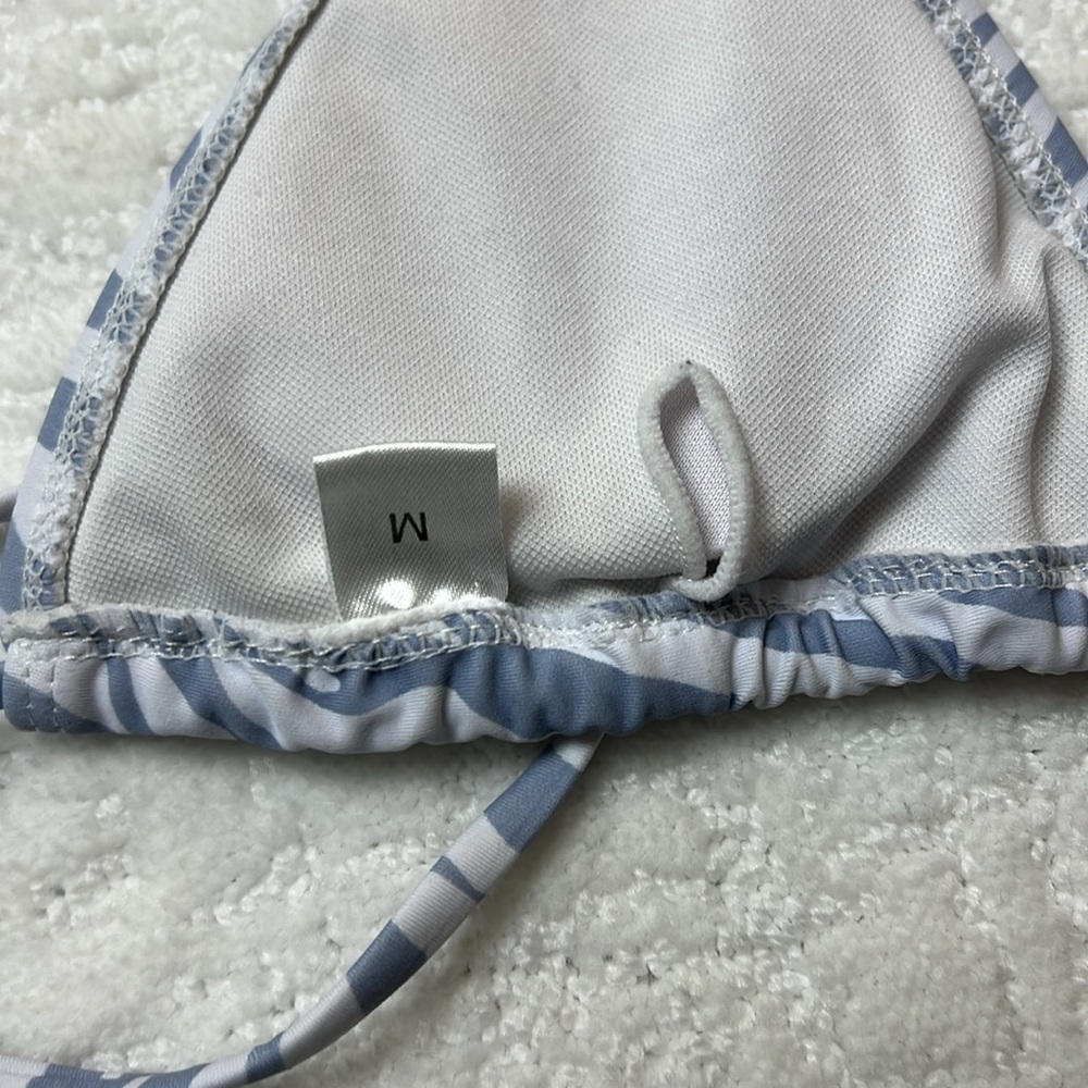 Zebra Print Periwinkle Purple White Triangle String Bikini Top Padded M - Picture 2 of 5